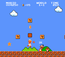 A screencap from the first Mario Brothers game representing indexed color.